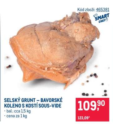 SELSKÝ GRUNT BAVORSKÉ KOLENO S KOSTÍ SOUS-VIDE