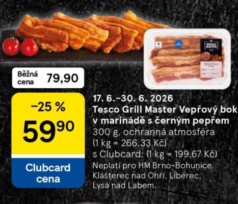 Tesco Grill Master Vepřový bok v marinádě s černým pepřem