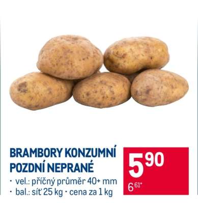 Brambory konzumní pozdní neprané