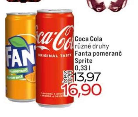 Coca Cola různé druhy Fanta pomeranč Sprite
