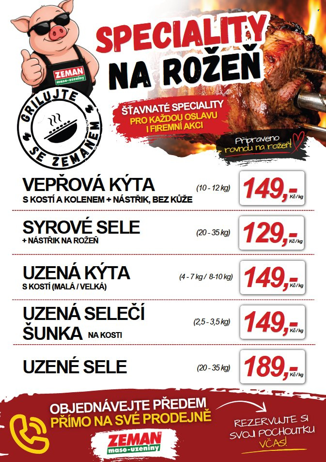 Leták ZEMAN maso-uzeniny. Strana 1