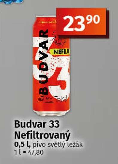 Budvar 33 Nefiltrovaný