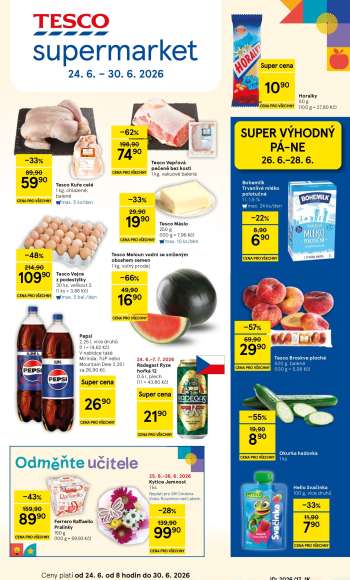 Leták TESCO supermarket - 24.6.2026 - 30.6.2026.