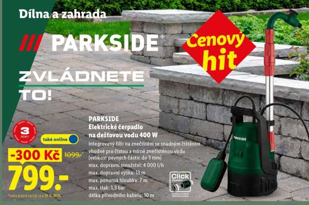 PARKSIDE Elektrické čerpadlo na dešťovou vodu 400 W