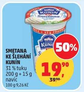 SMETANA KE ŠLEHÁNÍ KUNÍN