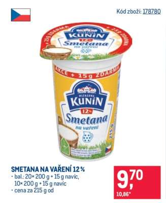 Smetana na vaření 12%