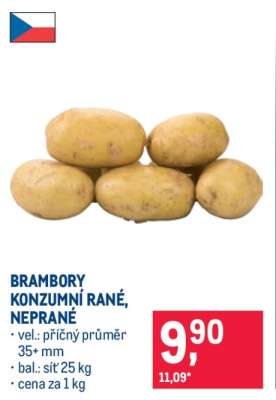 Brambory konzumní rané neprané