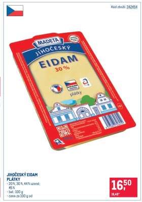 Jihočeský eidam plátky