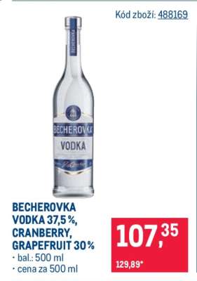 BECHEROVKA VODKA 37,5%, CRANBERRY, GRAPEFRUIT 30%