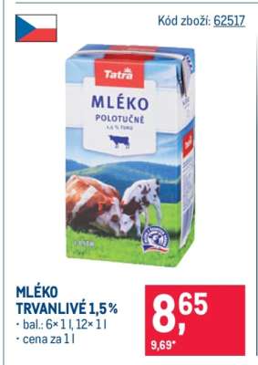 Mléko trvanlivé 1,5 %