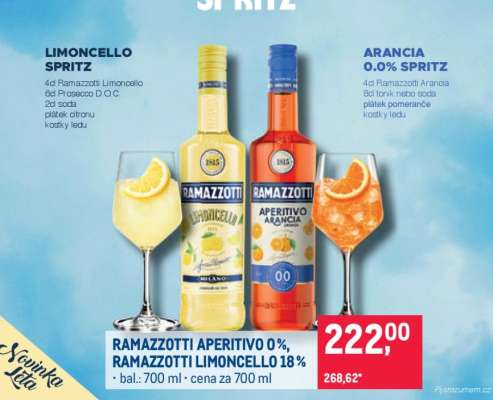 RAMAZZOTTI APERITIVO 0 %, RAMAZZOTTI LIMONCELLO 18 %