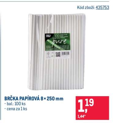 BRČKA PAPÍROVÁ 8 × 250 mm