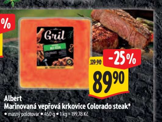 Albert Marinovaná vepřová krkovice Colorado steak