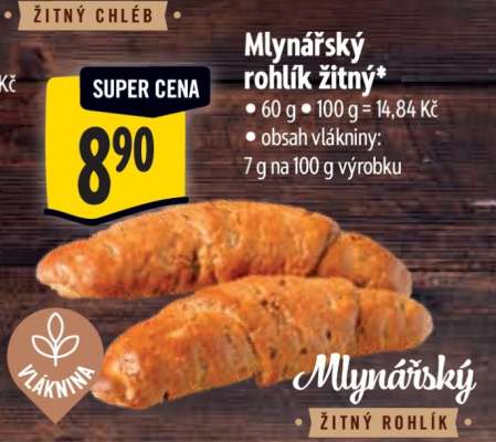 Mlynářský rohlík žitný