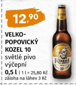 VELKOPOPOVICKÝ KOZEL 10 světlé pivo výčepní