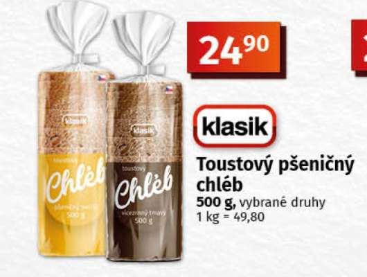 Klasik Toustový pšeničný chléb
