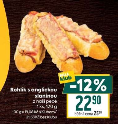 Rohlík s anglickou slaninou