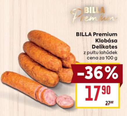 BILLA Premium Klobása Delikates