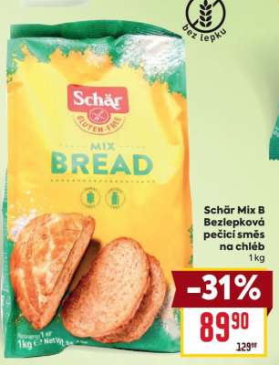 Schär Mix B Bezlepková pečicí směs na chléb 1kg