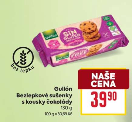 Gullón Bezlepkové sušenky s kousky čokolády