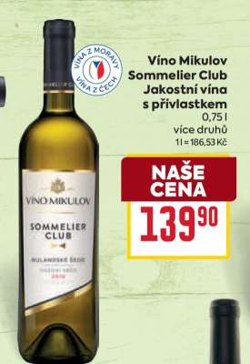 Víno Mikulov Sommelier Club jakostní vína s přívlastkem