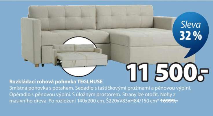 Rozkládací rohová pohovka TEGLHUSE
