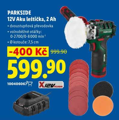 PARKSIDE 12V Aku leštička, 2 Ah
