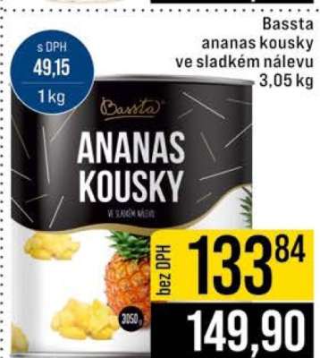 Bassta ananas kousky ve sladkém nálevu