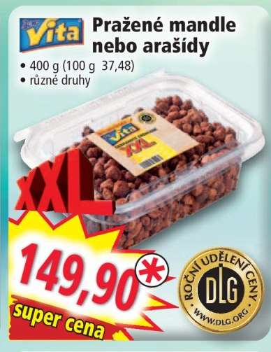 Pražené mandle nebo arašídy