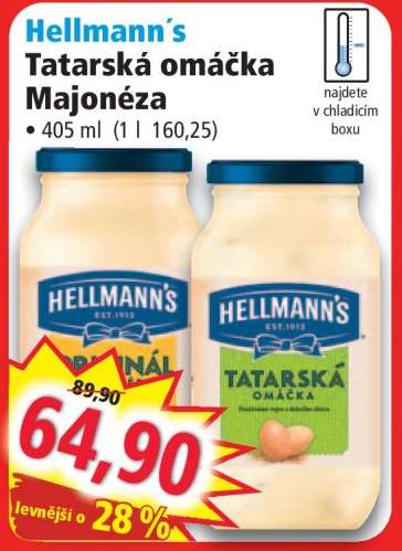 HELLMANN'S TATARSKÁ OMÁČKA, MAJONÉZA