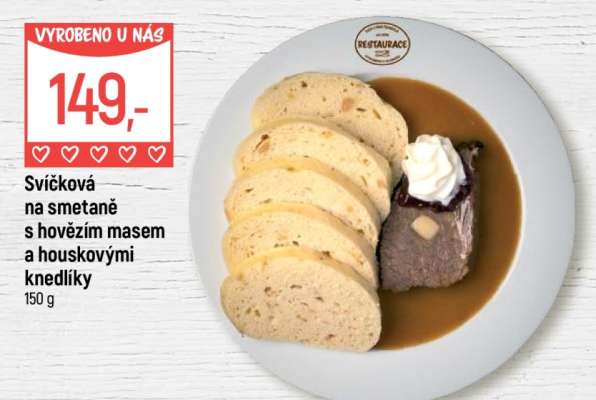 Svíčková na smetaně s hovězím masem a houskovými knedlíky