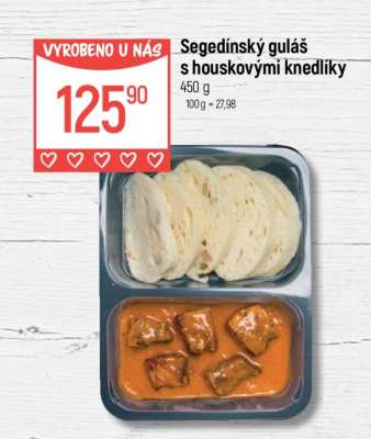 Segedínský guláš s houskovými knedlíky