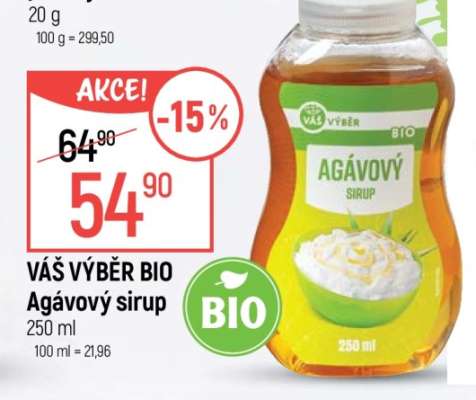 VÁŠ VÝBĚR BIO Agávový sirup