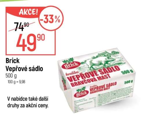 Brick vepřové sádlo
