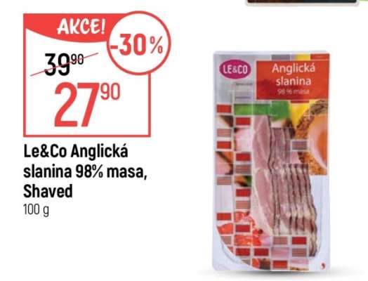 Le&Co Anglická slanina 98% masa, Shaved