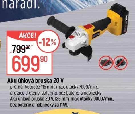 AKU ÚHLOVÁ BRUSKA 20 V