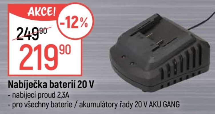 Nabíječka baterií 20 V