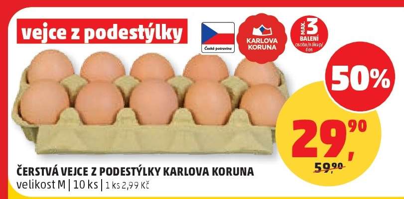 ČERSTVÁ VEJCE Z PODESTÝLKY KARLOVA KORUNA