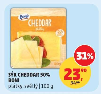 SÝR CHEDDAR 50% BONI