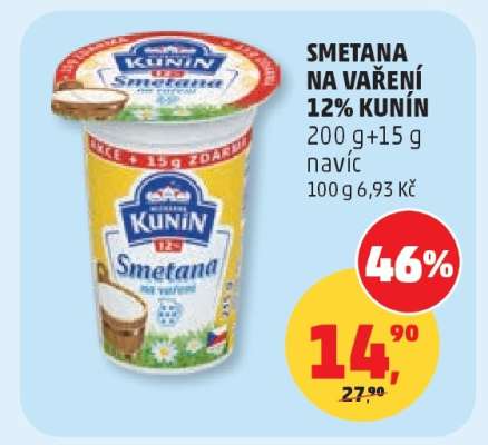 SMETANA NA VAŘENÍ 12% KUNÍN