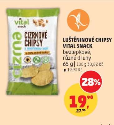 LUŠTĚNINOVÉ CHIPSY VITAL SNACK