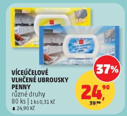 Víceúčelové vlhčené ubrousky Penny