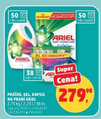 Prášek, gel, kapsle na praní Ariel