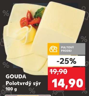 GOUDA Polotvrdý sýr 100 g
