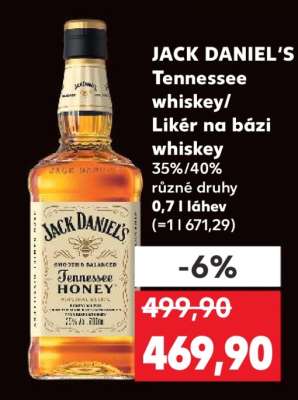 JACK DANIEL‘S Tennessee whiskey/Likér na bázi whiskey