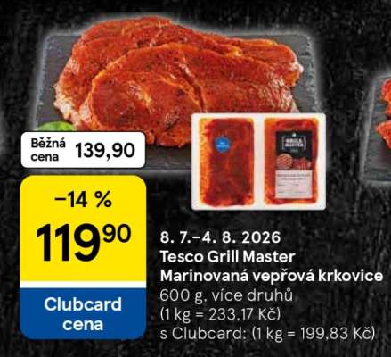 Tesco Grill Master Marinovaná vepřová krkovice