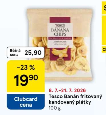 Tesco Banán fritovaný kandovaný plátky