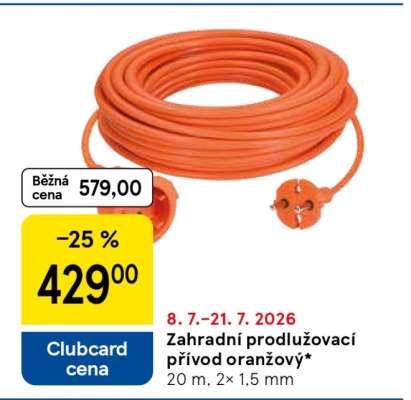 Zahradní prodlužovací přívod oranžový