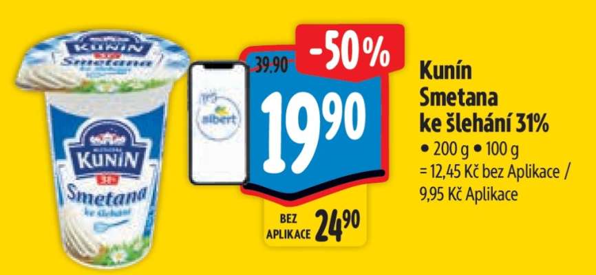 KUNÍN SMETANA KE ŠLEHÁNÍ 31 %