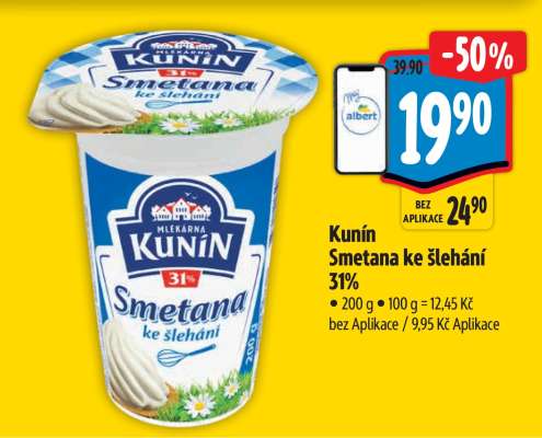 KUNÍN SMETANA KE ŠLEHÁNÍ 31 %